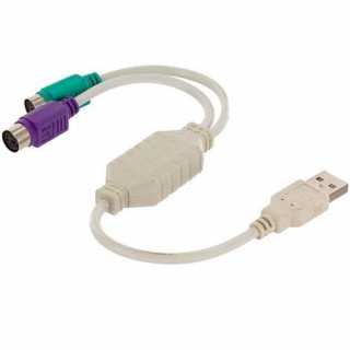 Μετατροπέας USB 2.0 Type Α Αρσενικό σε 2x PS2 Θηλυκά Connector Adapter Converter