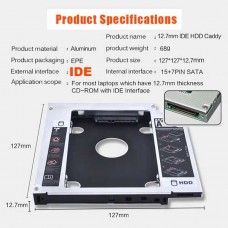 Θήκη πλαίσιο για 2.5 ιντσών δίσκους HDD SSD έως 12.5mm στη θέση του IDE PATA DVD