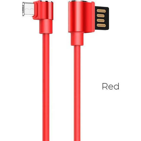 Hoco Premium Micro USB Angle (90°) σε USB-A αρσενικό Μαύρο Κόκκινο 1.2m (U37)