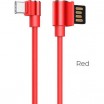 Hoco Premium USB Angle (90°) Cable USB-C σε USB-A αρσενικό Μαύρο Κόκκινο 1.2m (U37)