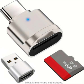 Mini Card Reader για MicroSD 2in1 με θύρα Type-C & Adaptor