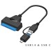 Καλώδιο SATA III 22pin σε USB 3.0 & USB-C 2σε1 για σύνδεση SSD HDD δίσκων 2.5 ιντσών Καλώδιο SATA III 22pin σε USB 3.0 & USB-C 2σε1 για σύνδεση SSD HDD δίσκων 2.5 ιντσών